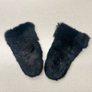 New Black Rabbit Fur Mittens